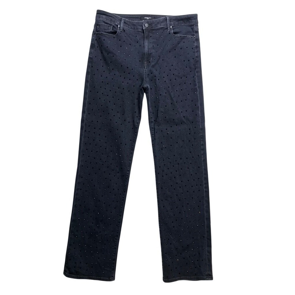 Fidelity Denim Cali High‎ Rise Full Jeans Brighton Black Crystal Stud Size 30